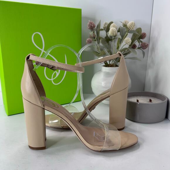 Sam Edelman Yaro Ankle Strap Block Heel Sandal Buckle Almond Women's 9.5 M - Picture 7 of 11